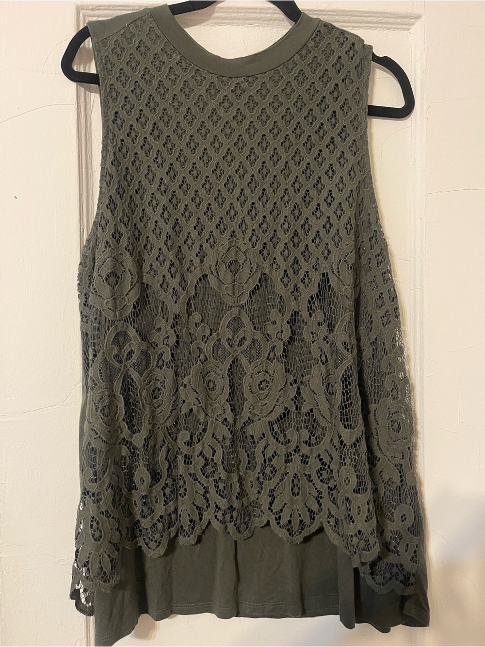 torrid Olive Lace Overlay Sleeveless Tank